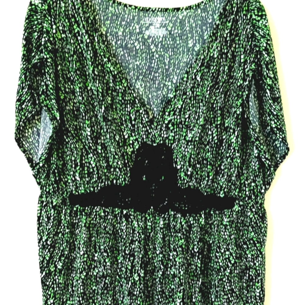 Lane Bryant 18-20 v-neck lacey accent tunic with cap sleeve